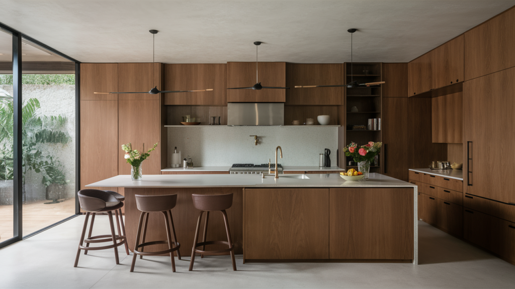 Serene minimalist kitchen with a focus on hidden storage