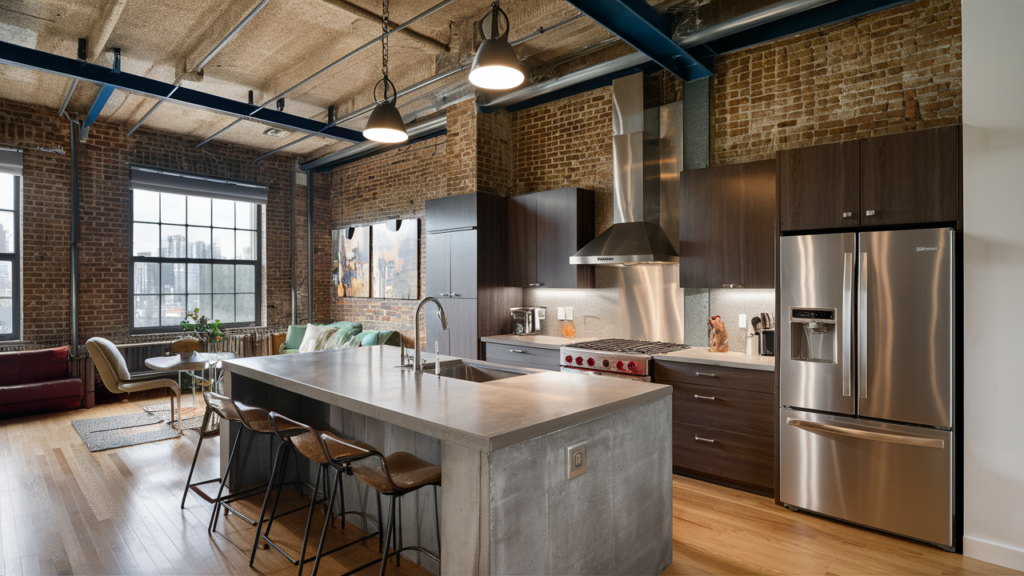 Spacious kitchen with an industrial touch