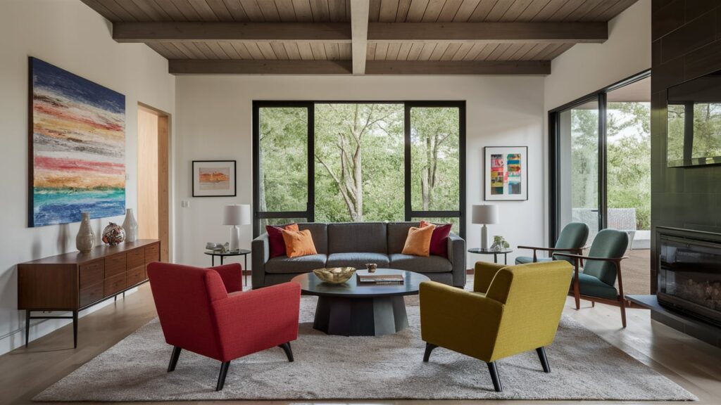 Stylish mid-century modern living room