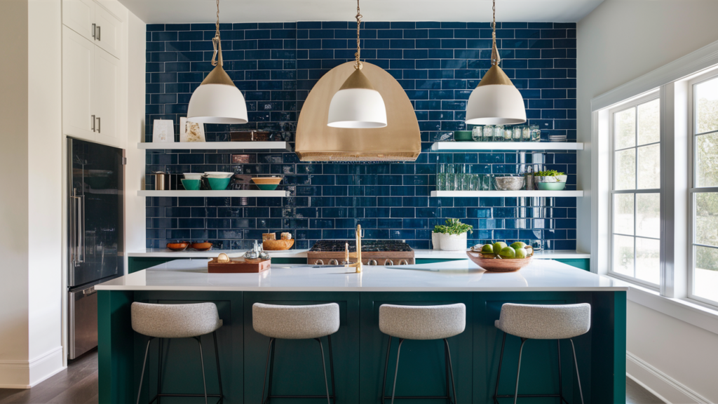 Subway Tiles Opt for bold colors like navy