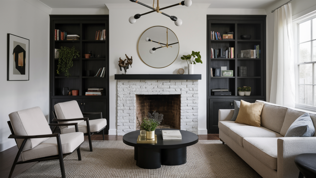 Transform your traditional brick fireplace with a fresh coat of white paint