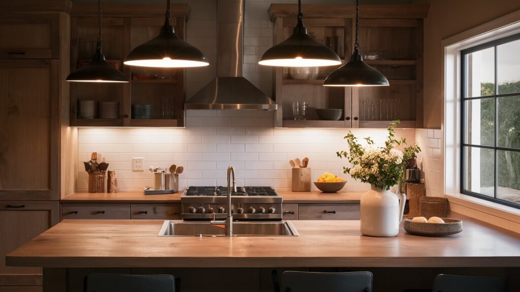 Warm Task Lighting Soft, warm under-cabinet puck lights