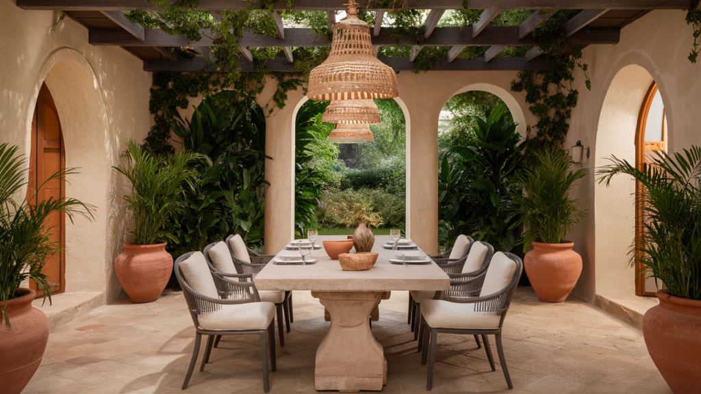 A Mediterranean-style Patio Dining Space