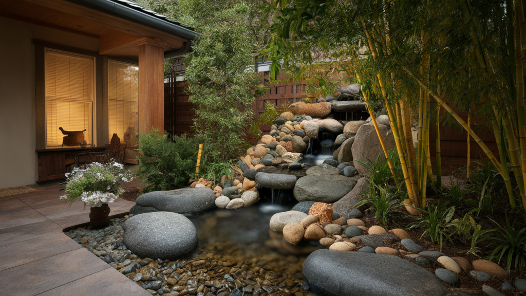 A Zen-inspired Water Feature With Smooth Stones