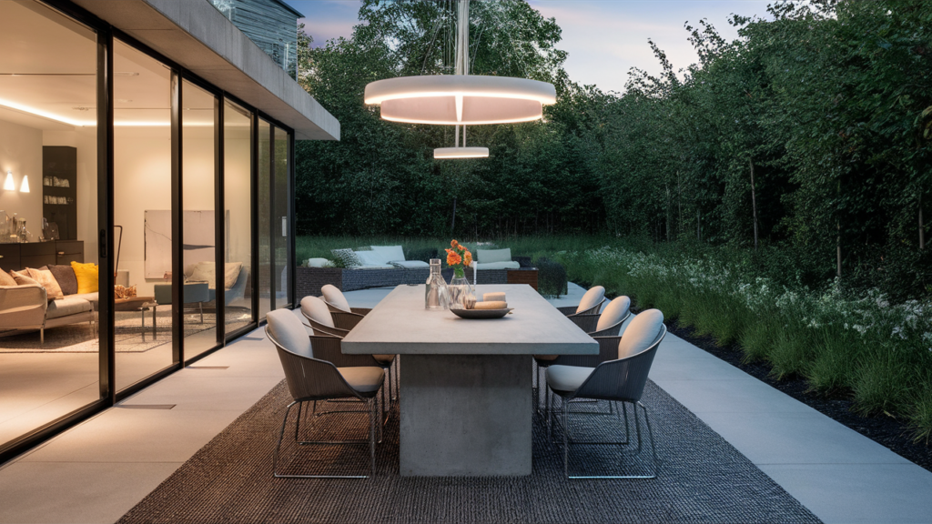 A Contemporary Patio With A Sleek Concrete