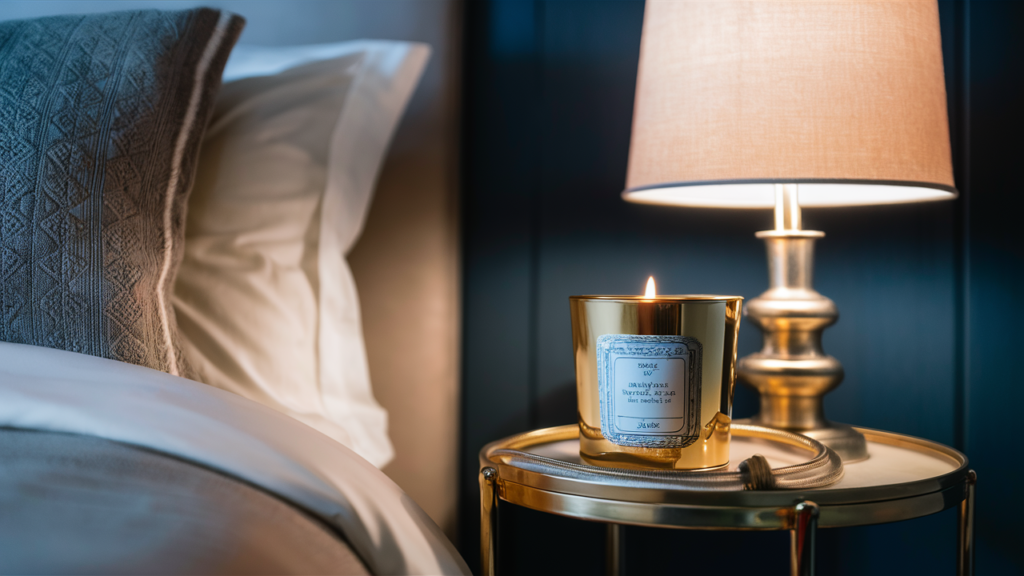 A Luxury Gold Metal Container, Placed On A Bedside Stand