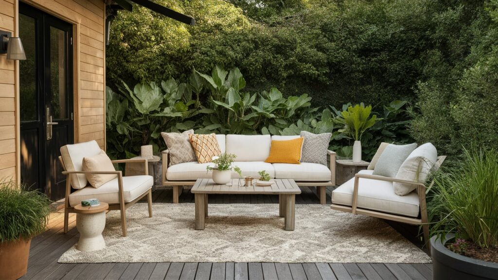 A Patio With Eco-conscious Furniture Made From Recycled Materials