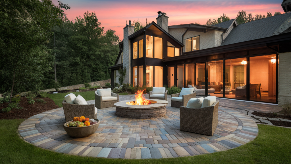 a practical yet stylish patio using interlocking pavers