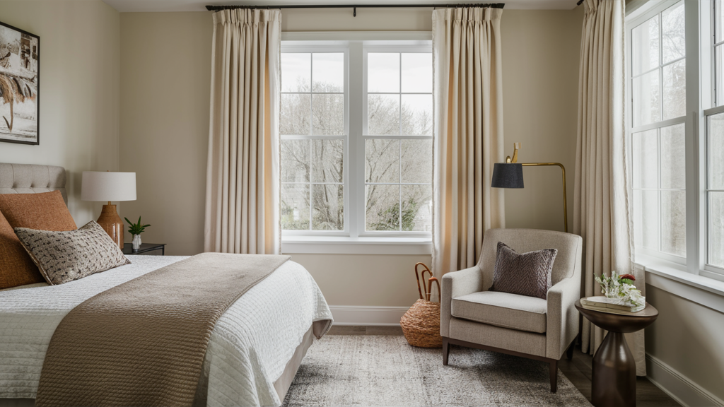 A Queen-sized Bed With Neutral Bedding