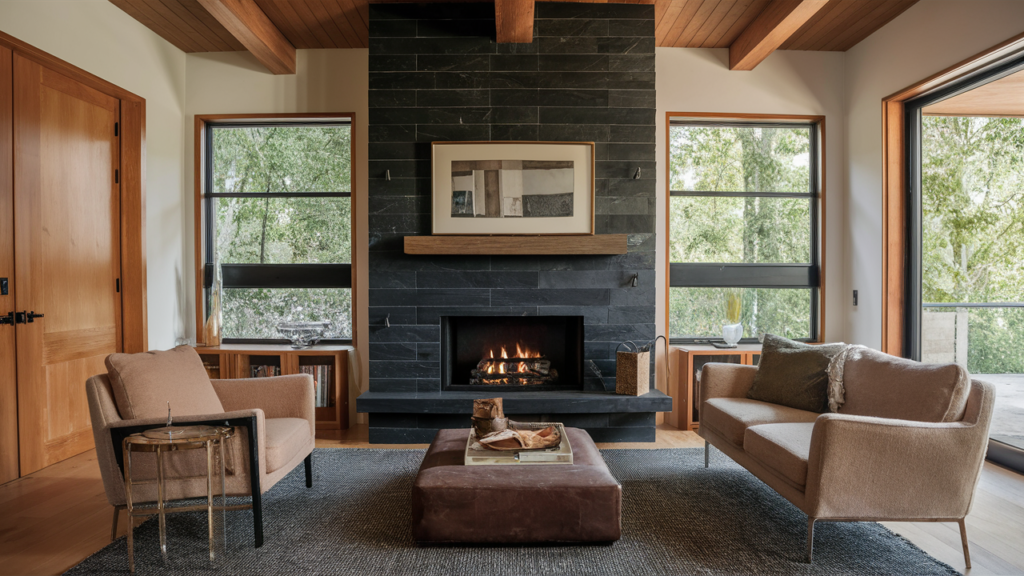 brick fireplace into a contemporary masterpiece