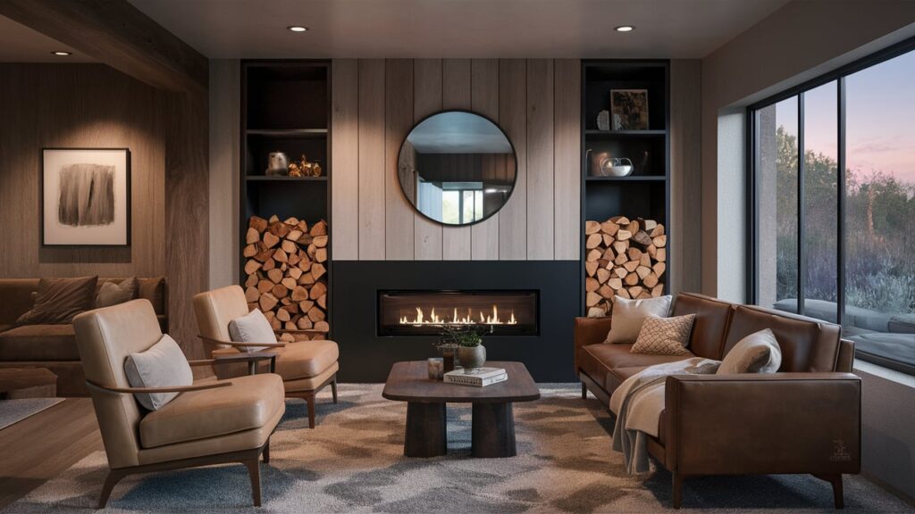 Contemporary Interior With A Firewood Storage