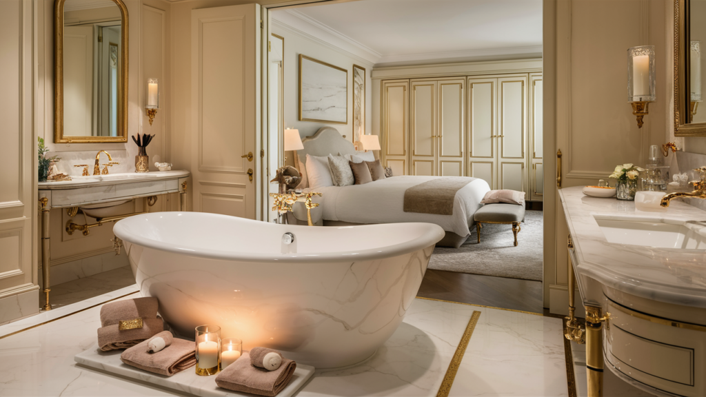 Elegant Guest Room With A Sumptuous En-suite Bathroom