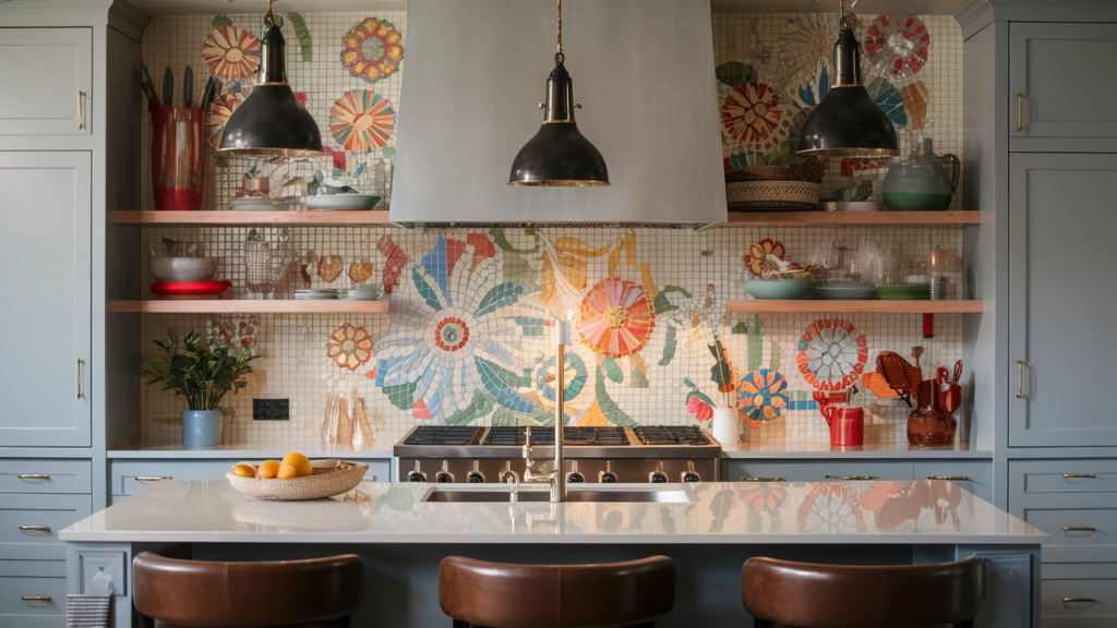 floral designs for a cozy, eclectic kitchen