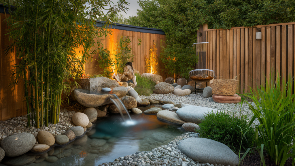 Inspired Water Feature With Smooth Stones