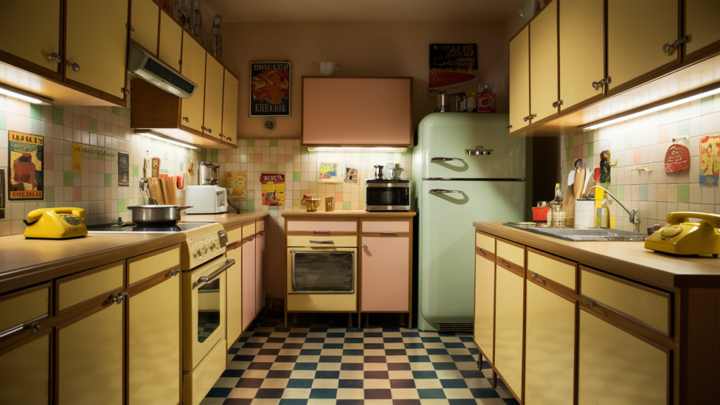 kitchen adorned with retro appliances