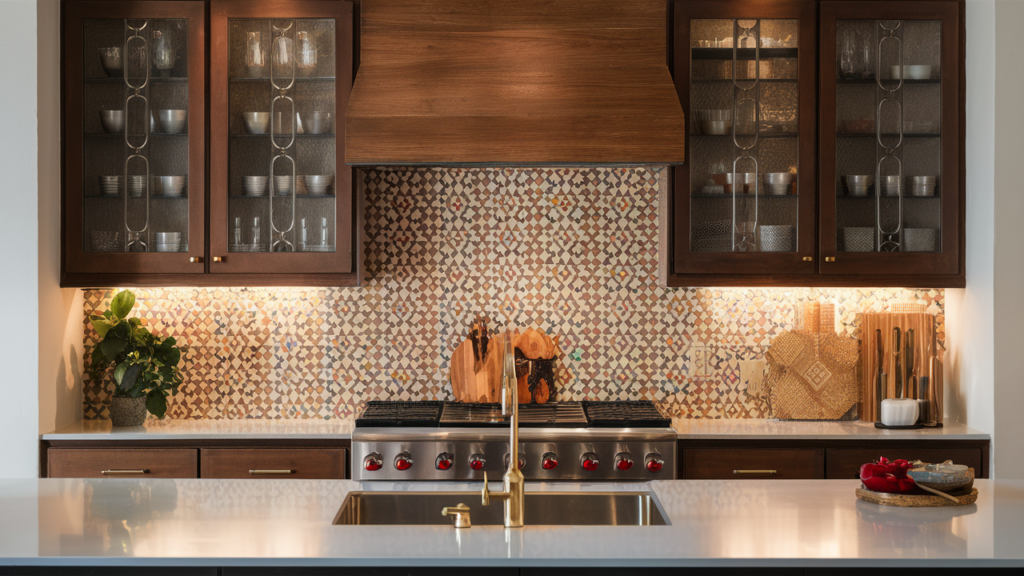 kitchen backsplash with Moroccan-inspired geometric