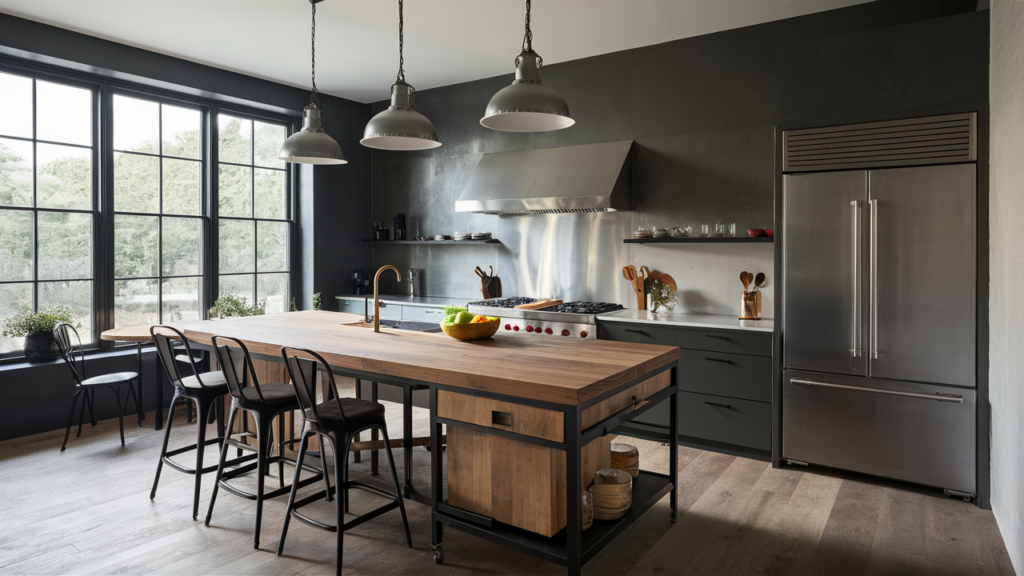 kitchen with a large kitchen island