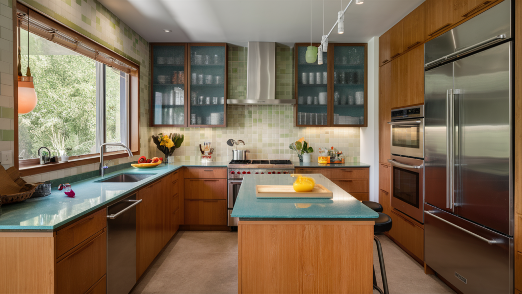 Kitchen With Cabinets Made From Bamboo