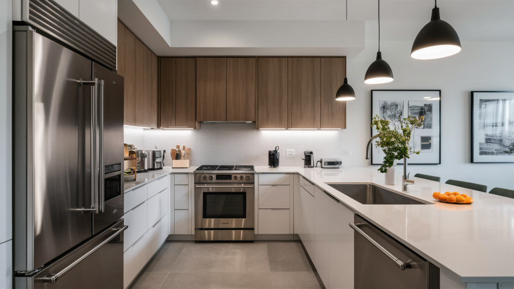 Kitchen With Stainless Steel Energy-efficient Appliances