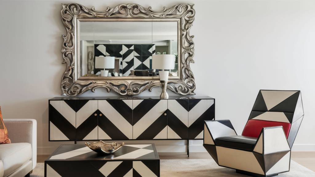 Living Room With A Bold Accent Console Table