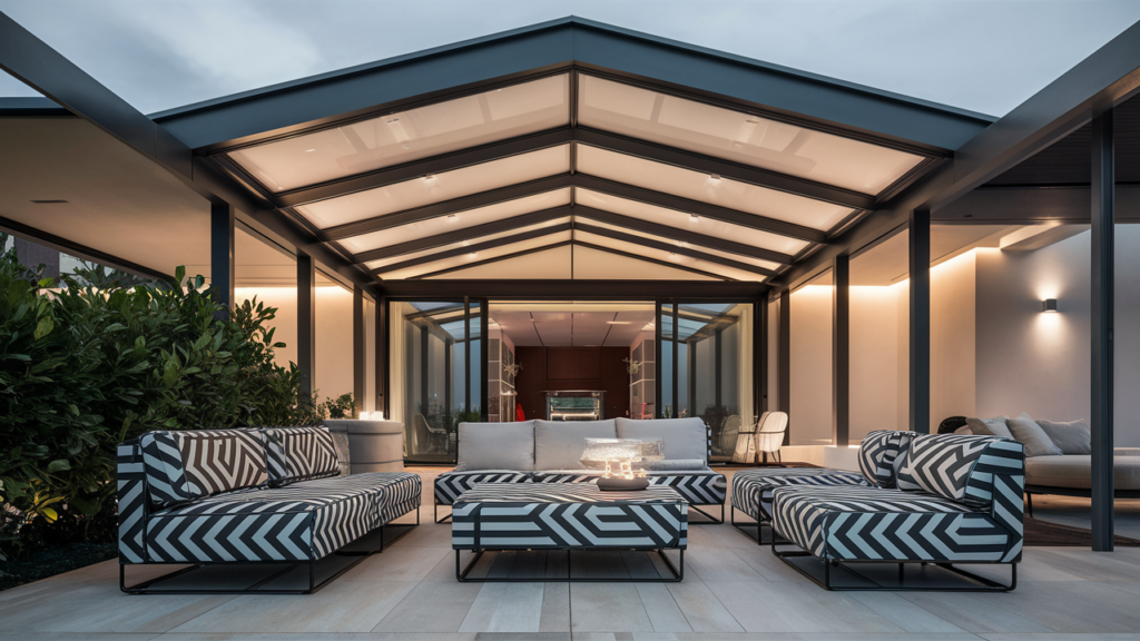 Modern Covered Patio Featuring A Glass Roof