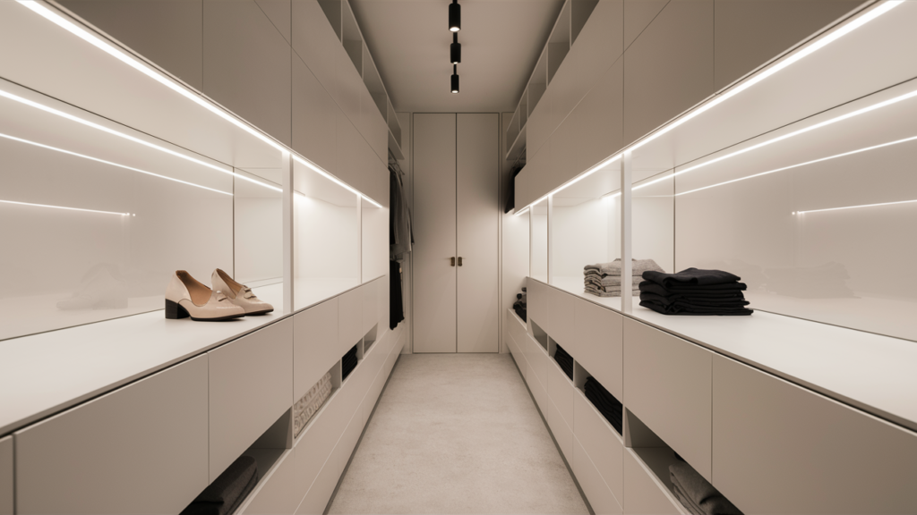 Modern Walk-in Closet Showcasing Minimalist Design