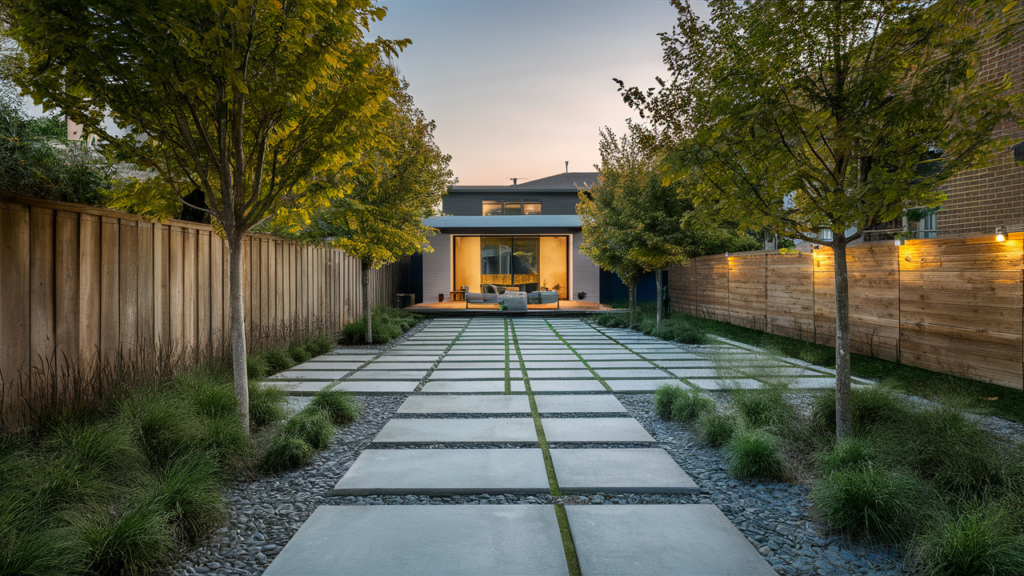 rectangular concrete pavers for a minimalist look