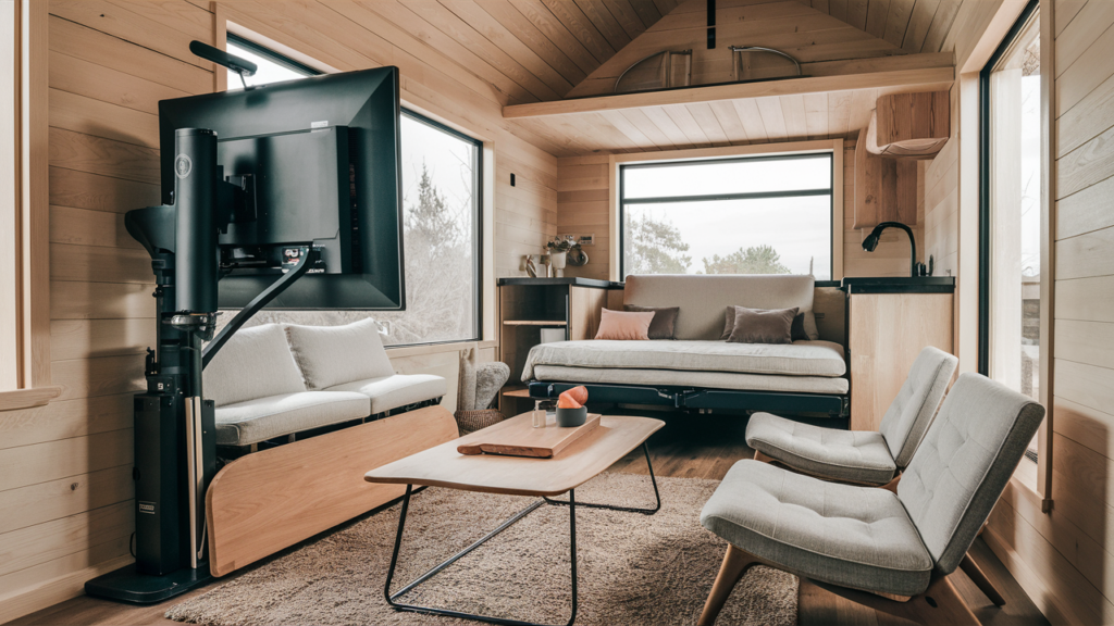 Stylish Living Room Inside A Compact Tiny House