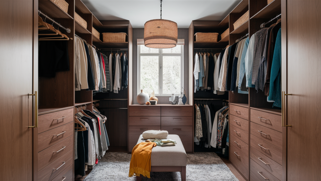 Walk-in Closet Optimized With Double-hanging Rods