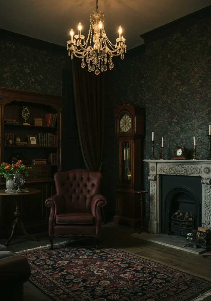 A Victorian-inspired Dark Living Room