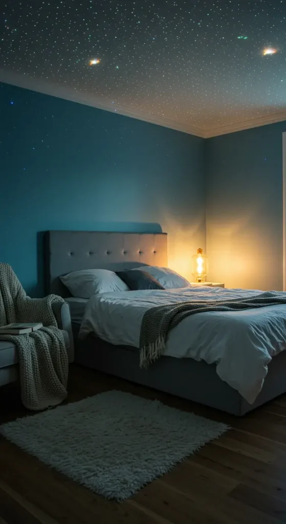 A Bedroom With A Starry Ceiling