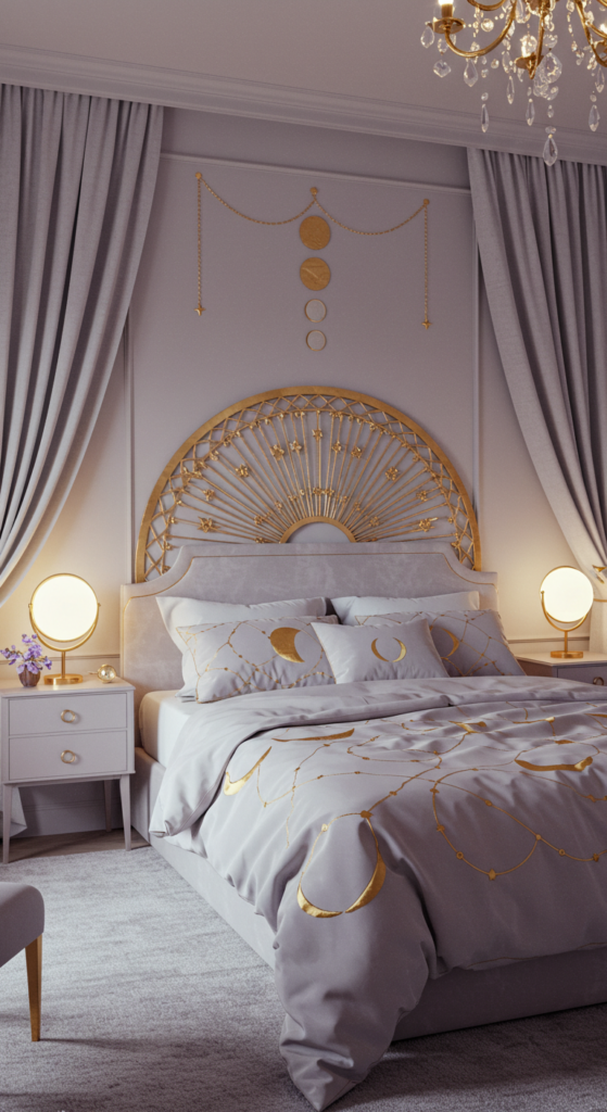 A Celestial Goddess Bedroom With Golden Crescent