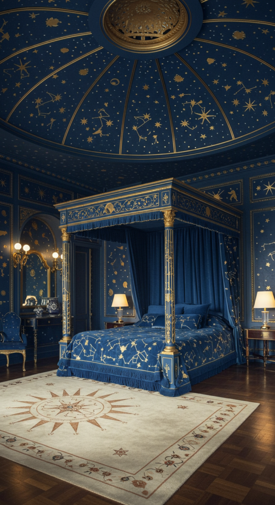 A Celestial Palace Bedroom With Golden Details