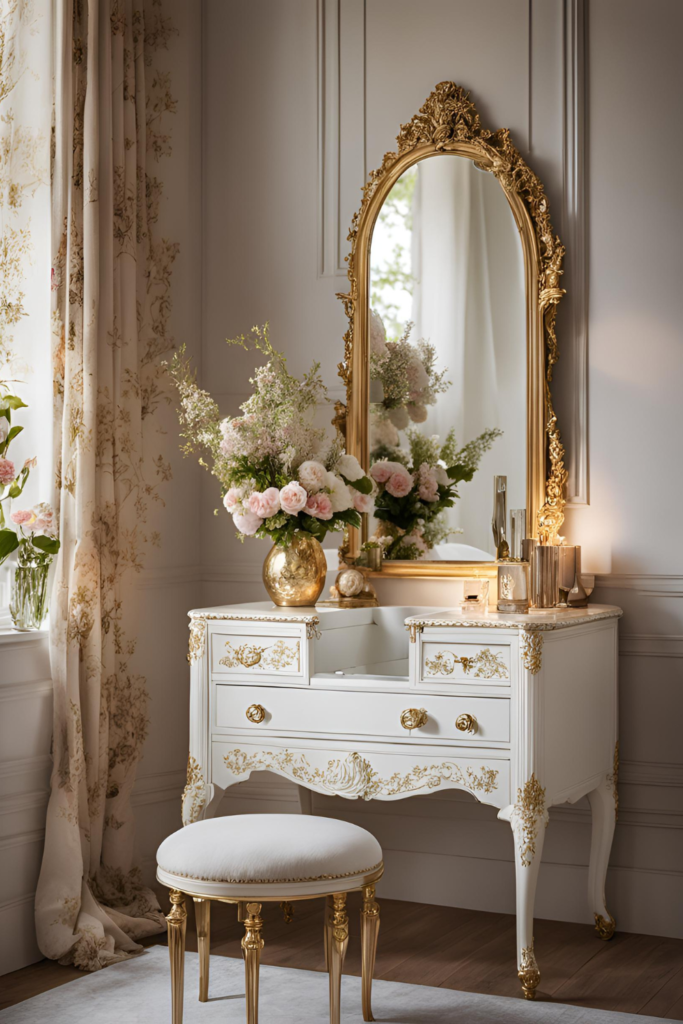 A Charming White Vintage Vanity