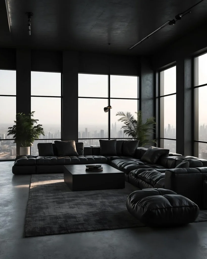 A Contemporary Dark Living Room