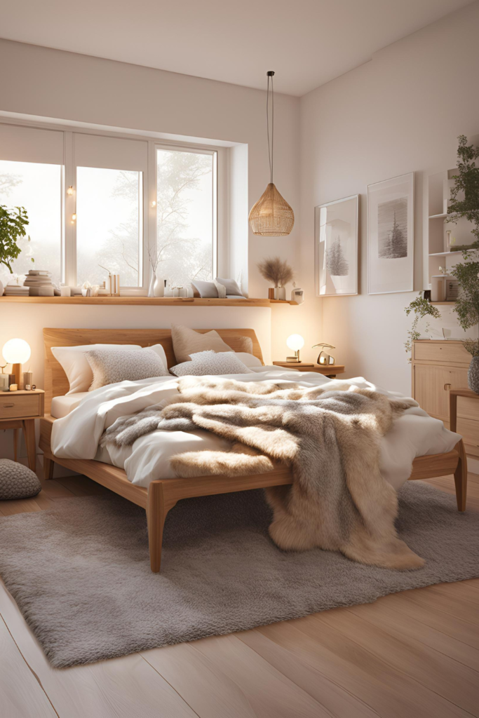 A Cozy Scandinavian-style Bedroom With White Walls