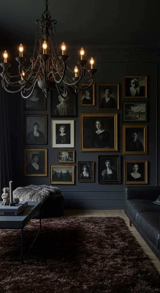 A Cozy Industrial Living Room With Dark Metal