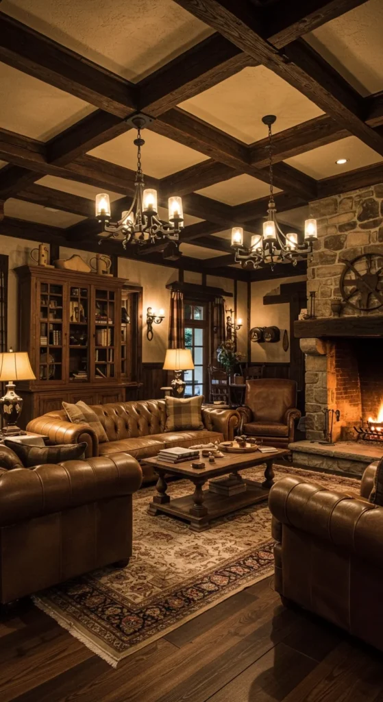 A Dark, Cozy Interior With A Vintage