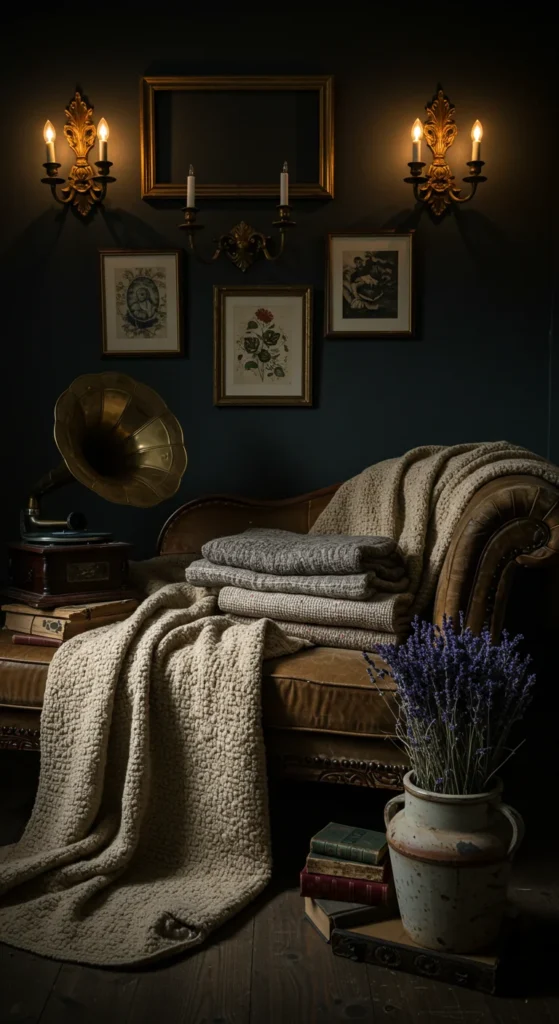 A Dark, Cozy Interior With A Vintage Touch