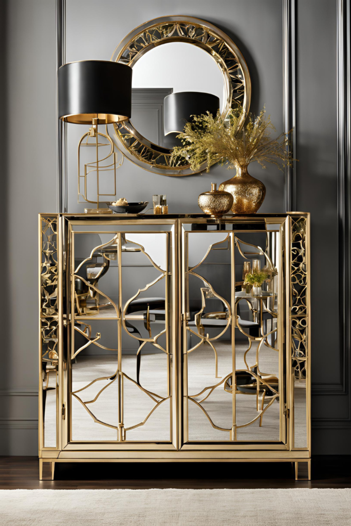 A Mirrored Bar Cabinet