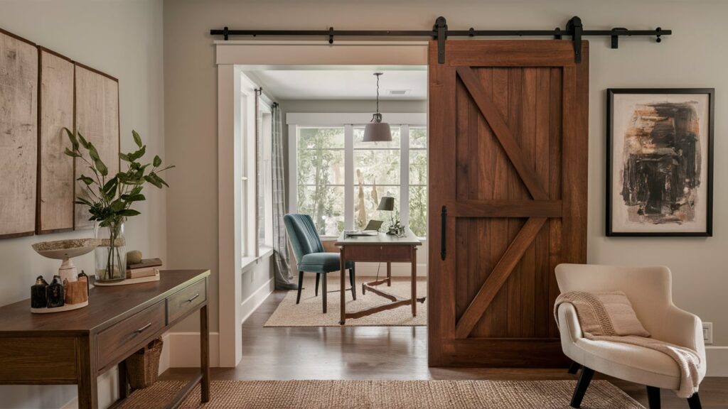 A Sliding Barn Door Adds Both Style And Practicality Living Room