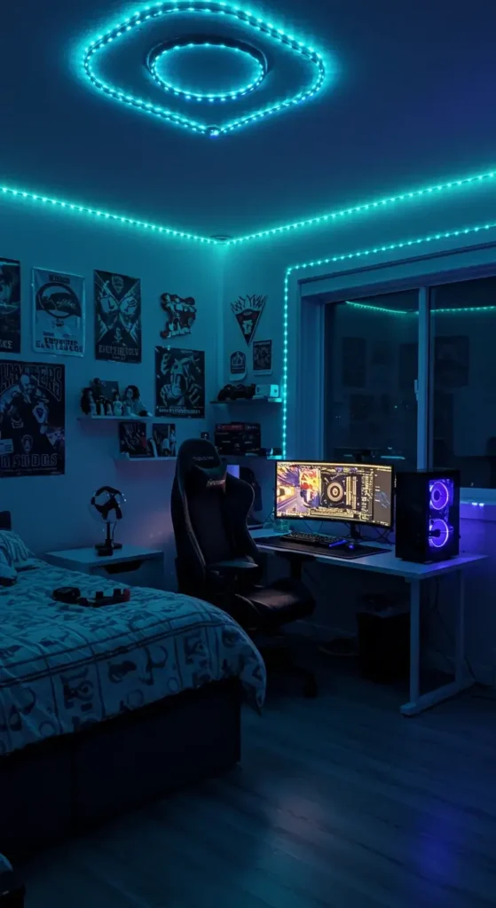 A Teenager’s Room With Led Strip Lights