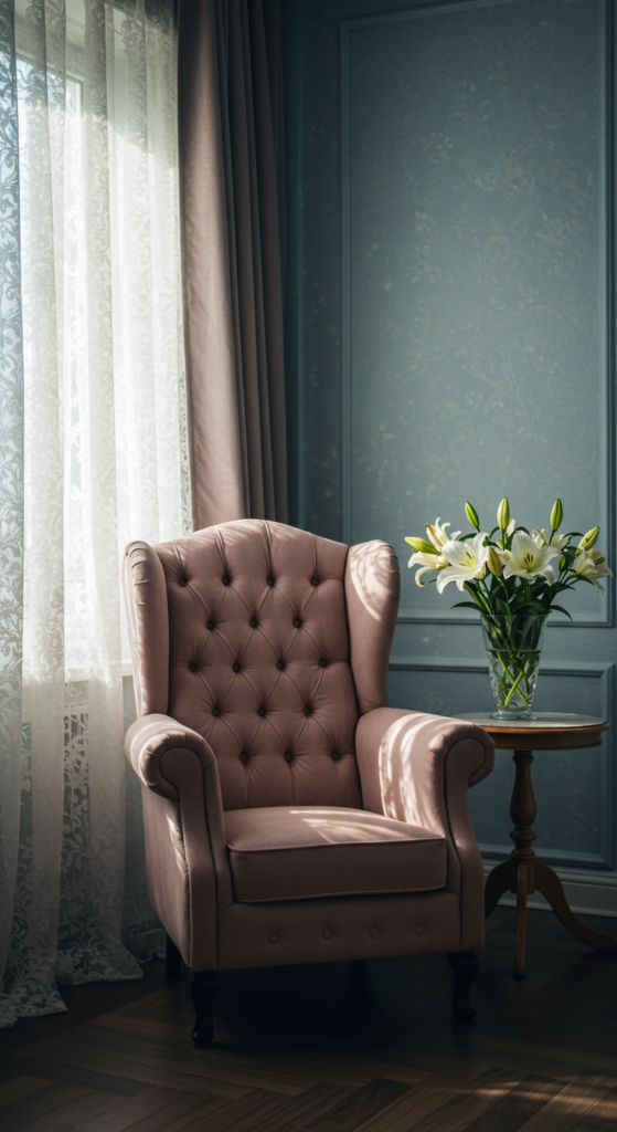 A Tufted Velvet Armchair