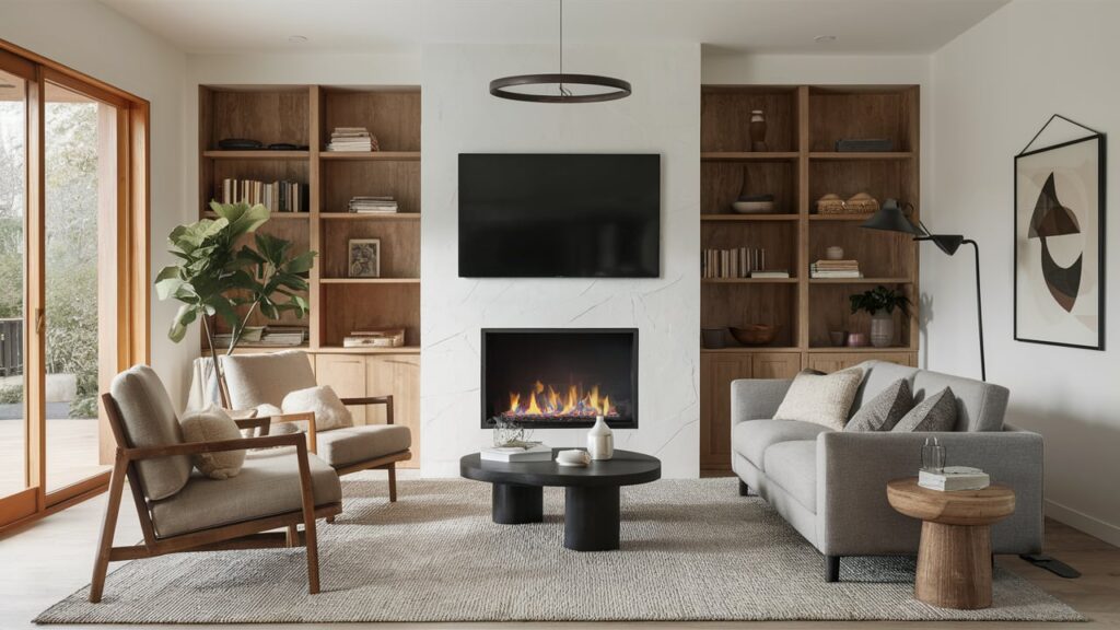 A Wall-mounted Fireplace With Clean, Simple Lines