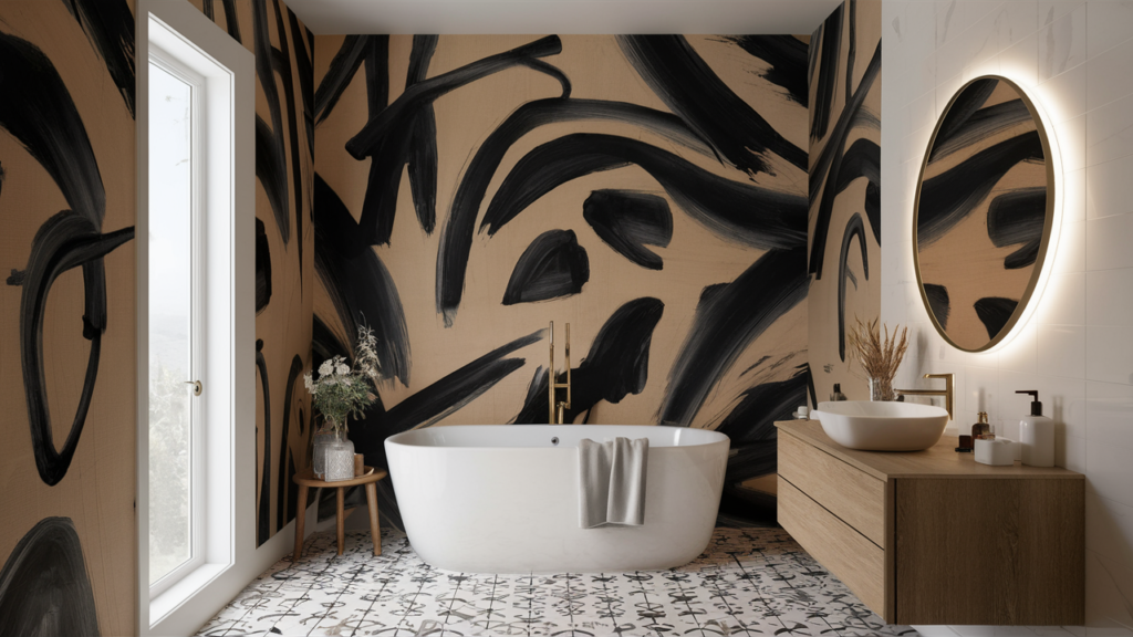 Abstract, Bold Wallpaper With Artistic Brushstroke Patterns