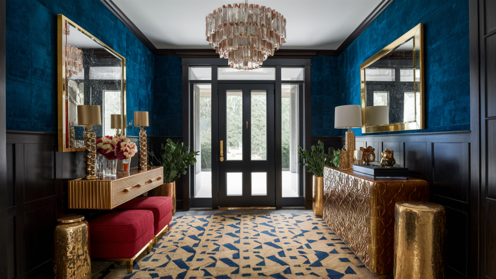 Art Deco-inspired Eclectic Entryway With Luxurious Textures