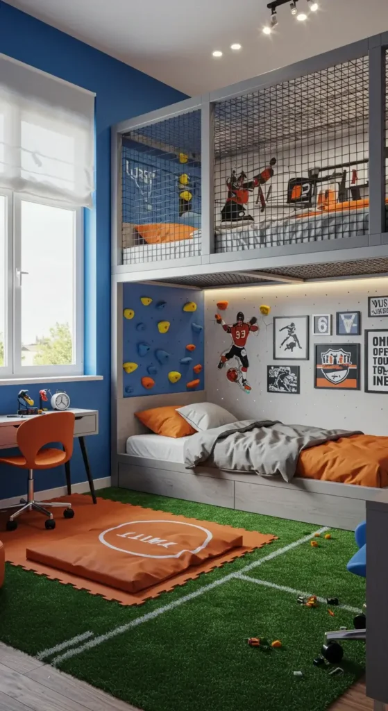 Basketball-themed Room With Wall-mounted Hoop