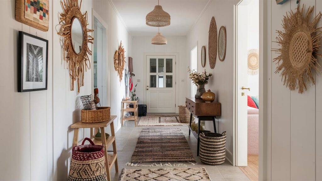 Bohemian-inspired Hallway With A Mix Of Patterned Rugs Hall Room