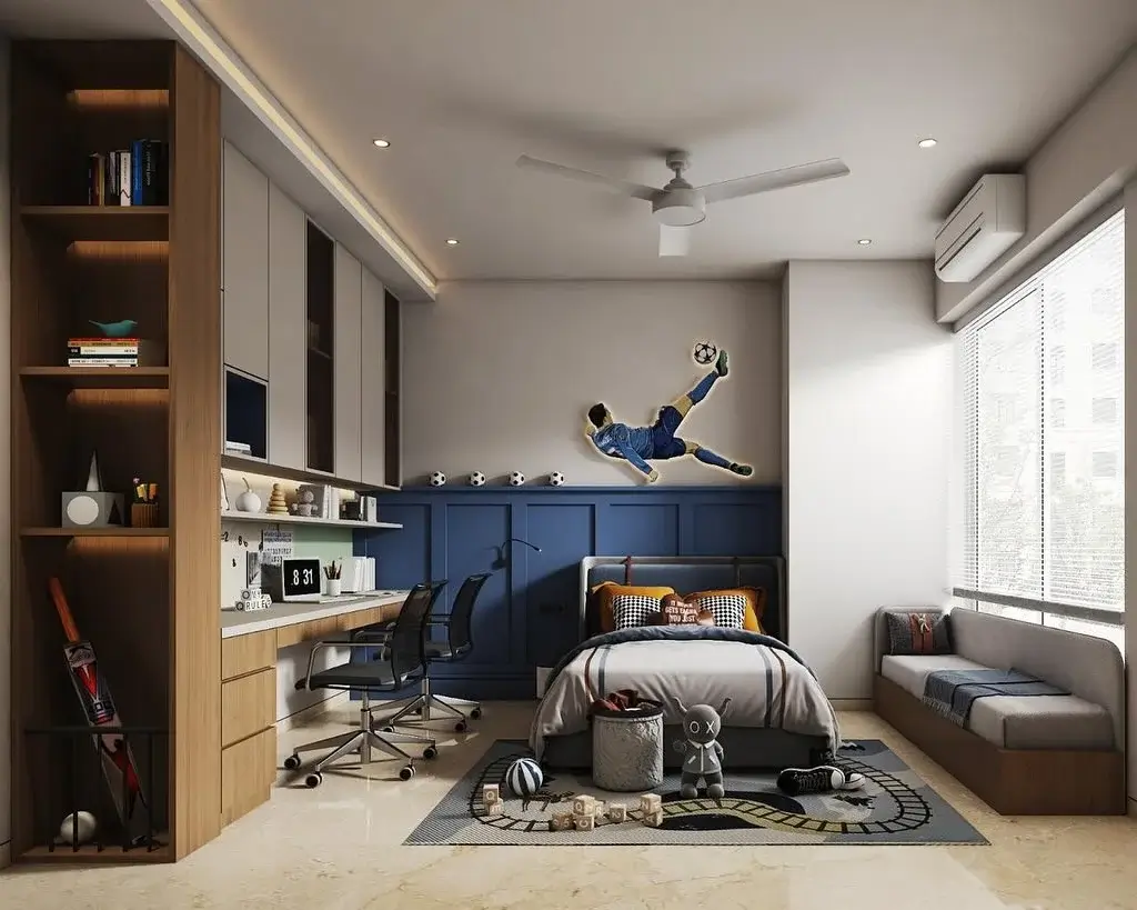 Hockey-inspired Kids’ Sports Bedroom With Ice Rink Wall Art