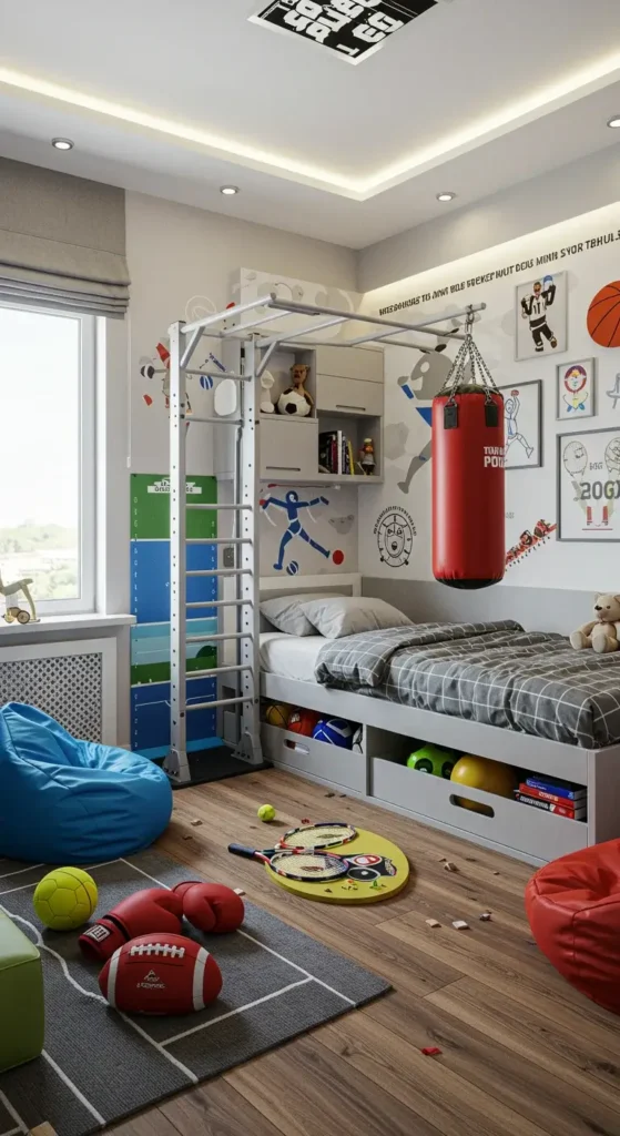 Ice Rink-themed Hockey Bedroom With Padded Walls